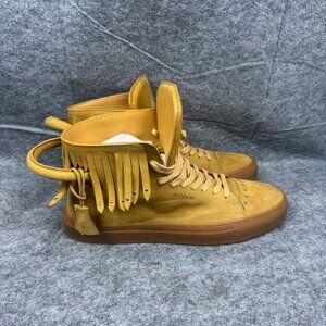 Buscemi 100mm Fringe Suede High Top Sneakers Tan Size 45 US 12